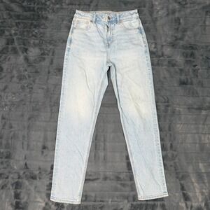 American Eagle Strigid Mom Jeans Light Wash Blue High Rise Womens 0 Short